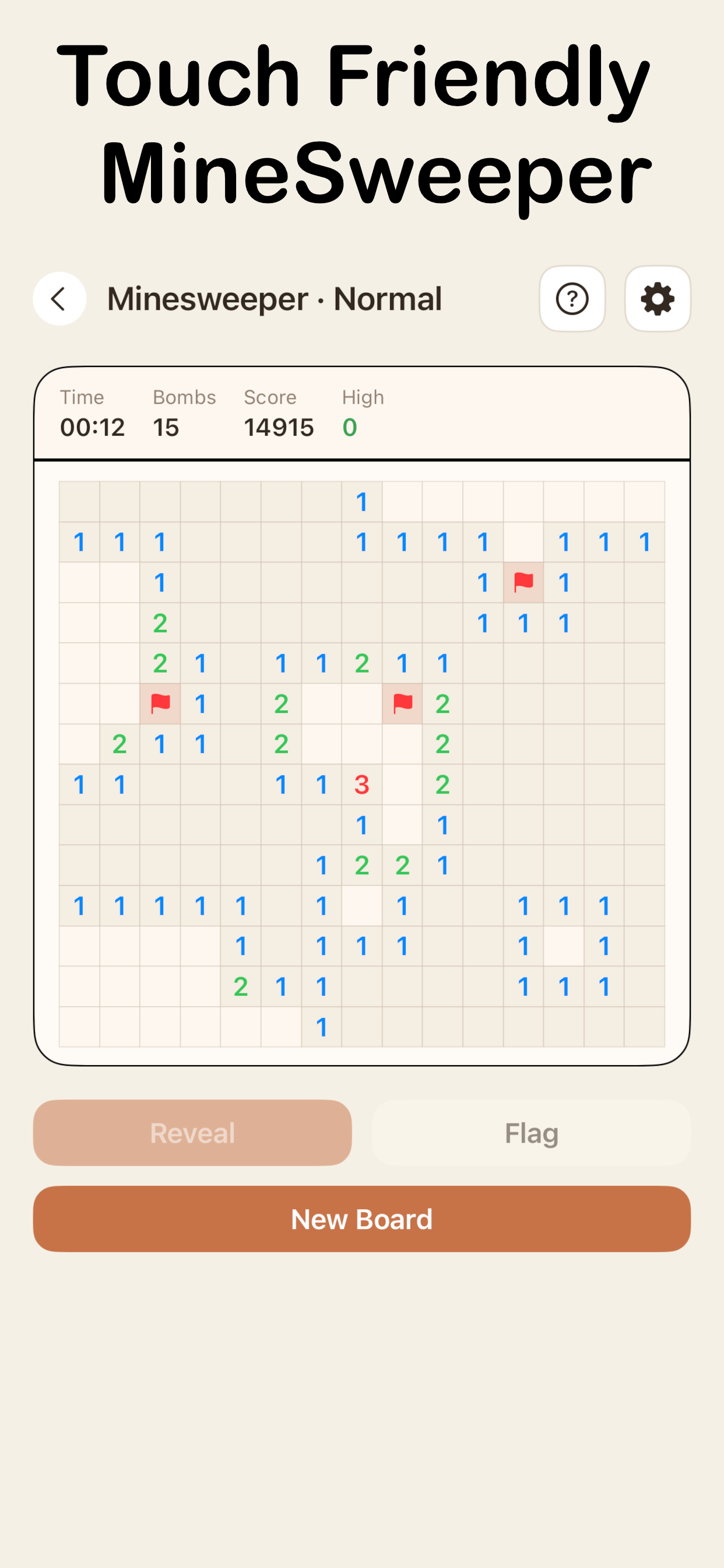 Minesweeper grid mid game
