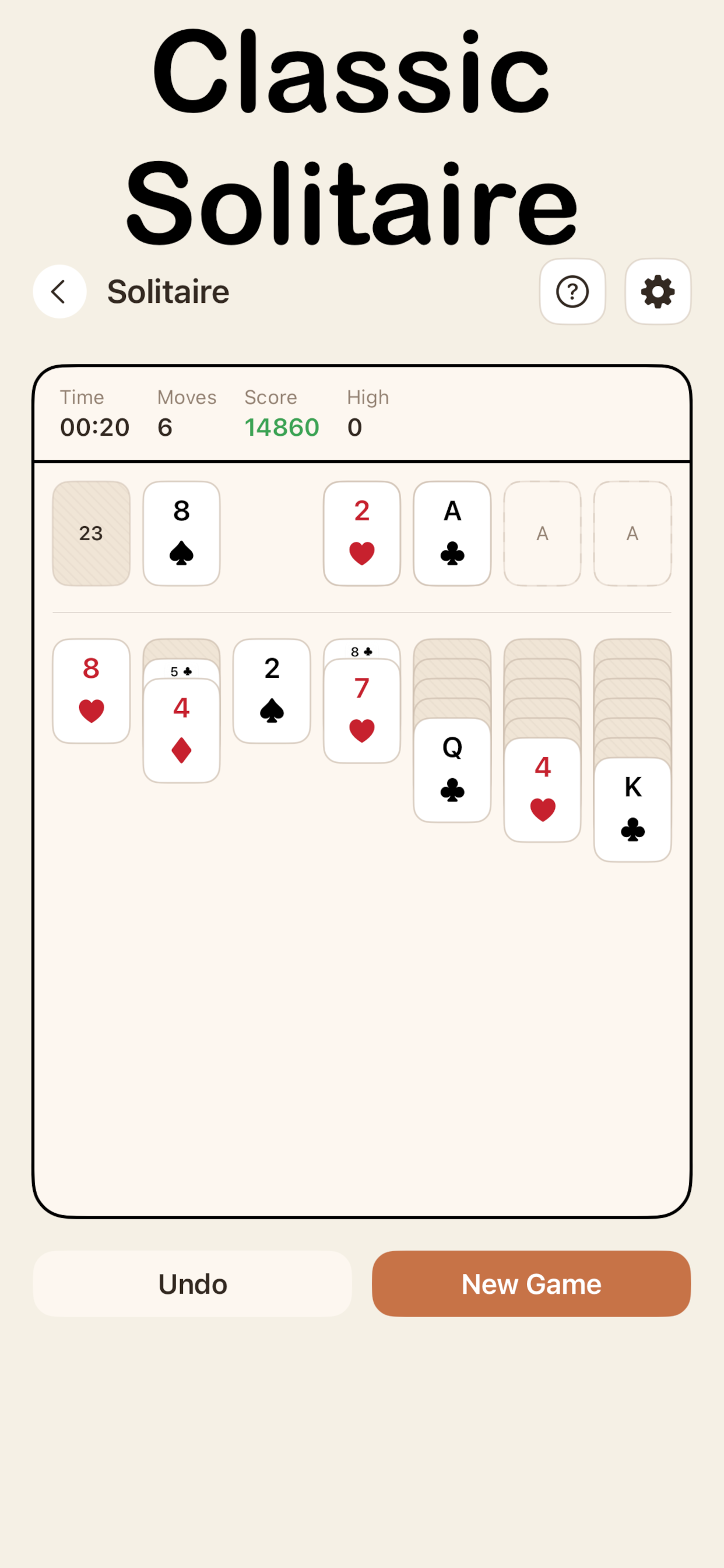 Solitaire game in progress